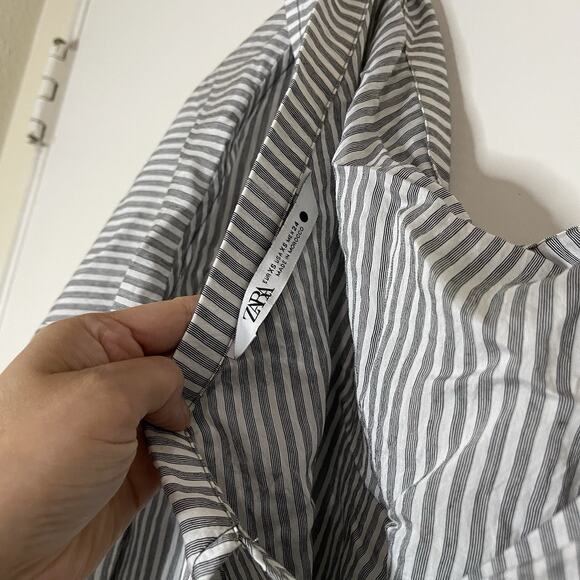 ZARA one shoulder asymmetrical black striped top size US XS - Picture 4 of 6